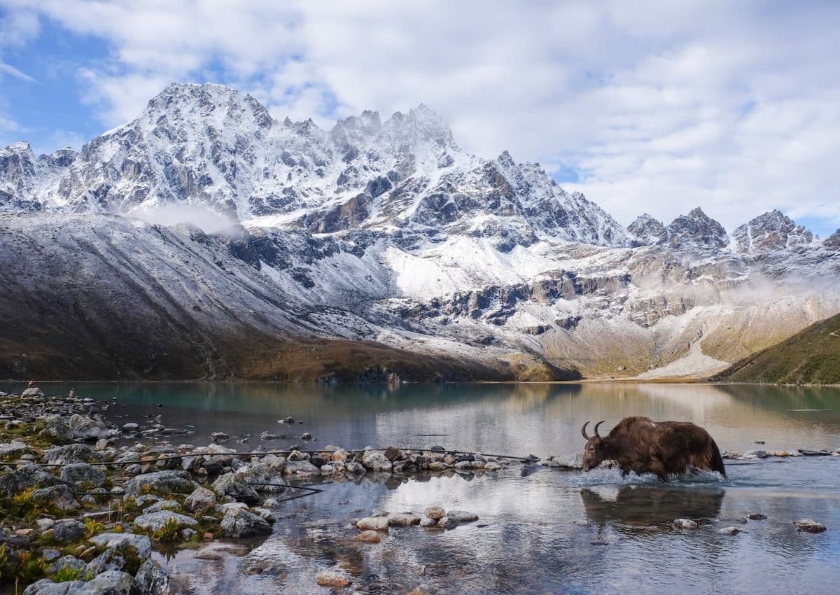 lake near snow covered mountain during daytime